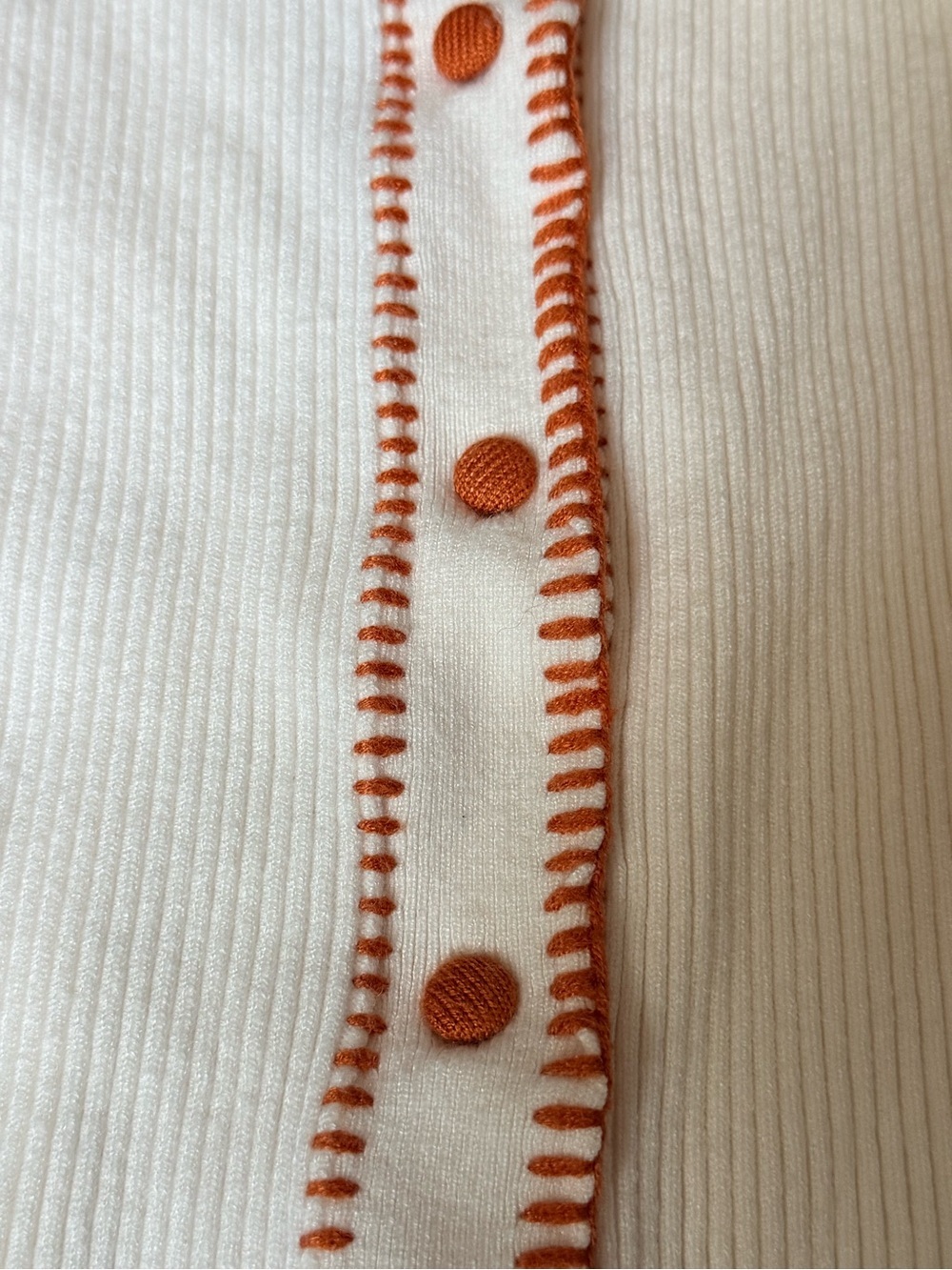 Cream Knit Cardigan with Orange Trim - Sz S - Picture 4 of 10
